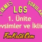 1.Ünite Mevsimler ve İklim Çıkmış LGS Soruları