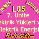 7.Ünite Elektrik Yükleri ve Elektrik Enerjisi Çıkmış LGS Soruları