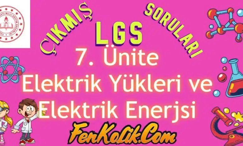 7.Ünite Elektrik Yükleri ve Elektrik Enerjisi Çıkmış LGS Soruları