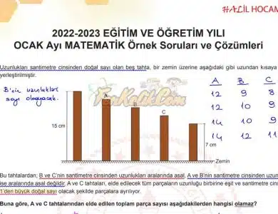 2023 Ocak Ayı Matematik Örnek Soruları Kağıt Dostu ve Çözümleri