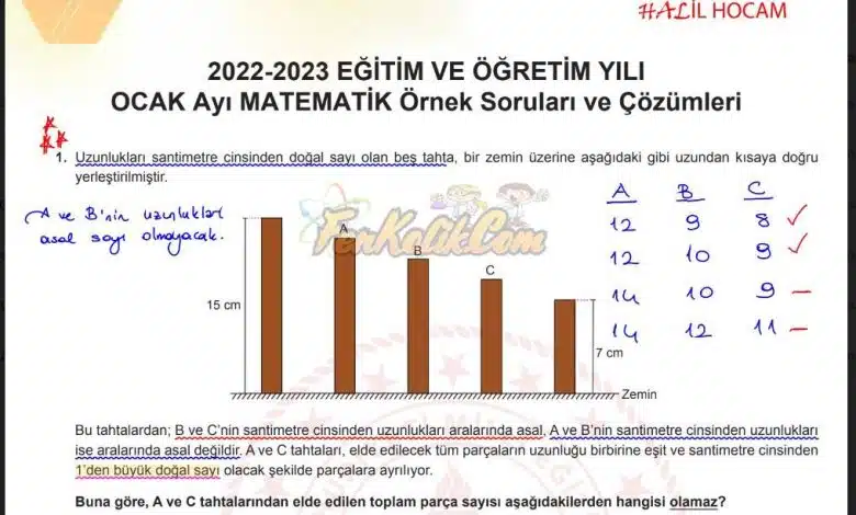 2023 Ocak Ayı Matematik Örnek Soruları Kağıt Dostu ve Çözümleri
