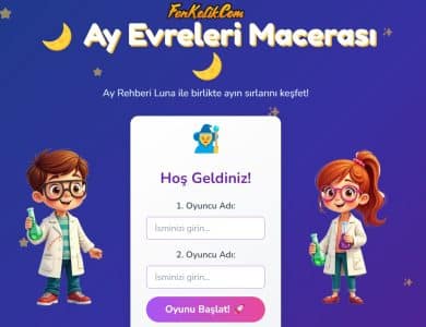 Ayın Evreleri Maceraları oyunu ile ayın evrelerini eğlenceli bir şekilde öğrenin