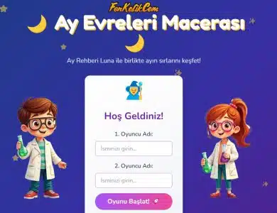 Ayın Evreleri Maceraları oyunu ile ayın evrelerini eğlenceli bir şekilde öğrenin